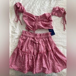 NWT 2 piece set. Pink. Size M skirt and crop top